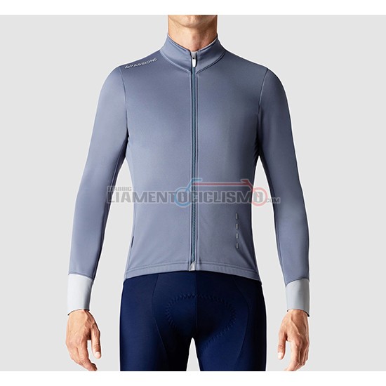 Abbigliamento Ciclismo La Passione Manica Lunga 2019 Grigio Bianco